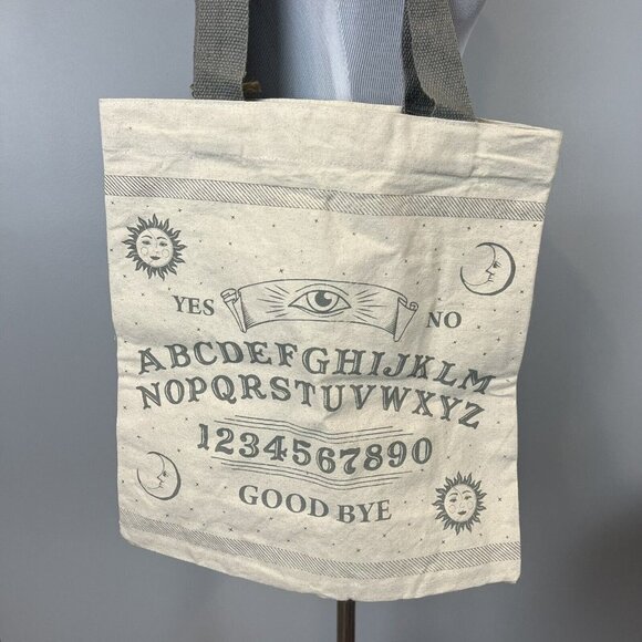 Ouija Board Reusable Canvas Tote Shopping Bag Gray Tan - Picture 3 of 8